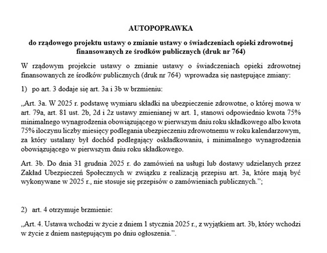 Autoporawka do zmian w składce zdrowotnej