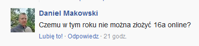 brak możliwości wysyłki PIT-16A online przez internet