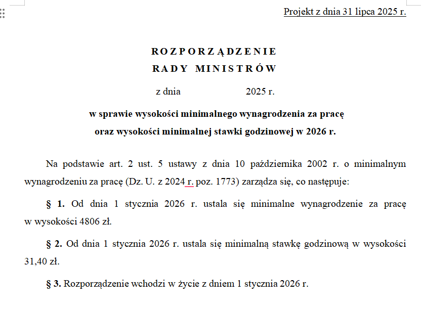 Płaca minimalna 2026