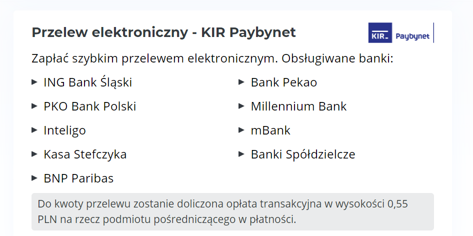 Banki dostępne w e-Urzędzie Skarbowym