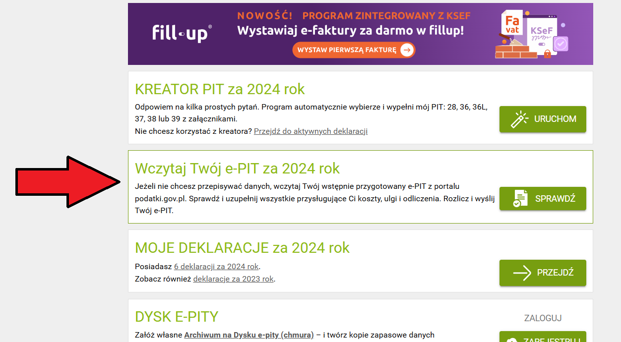 Wczytaj zeznanie Twój e-PIT