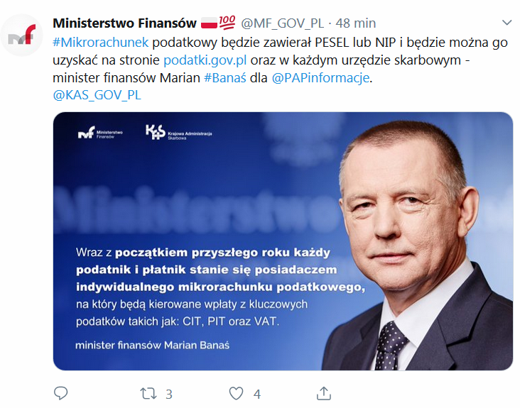 indywidaulny numer mikrorachunku podatkowego w 2020 minister finansów Marian Banaś