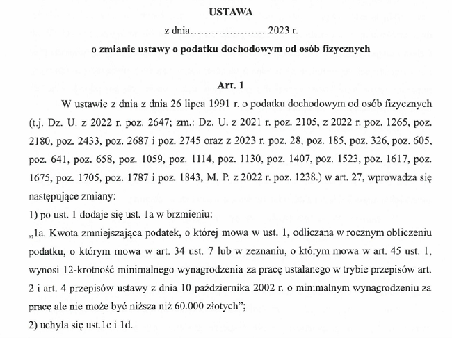 Projekt zmian w kwocie wolnej od podatku - Konfederacja