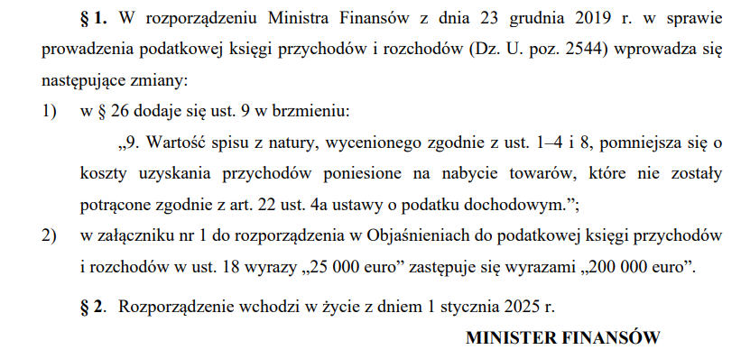 Spis z natury - metoda kasowa PIT