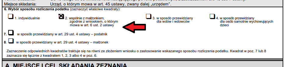 PIT-36. Pole do wspólnego rozliczenia małżonków