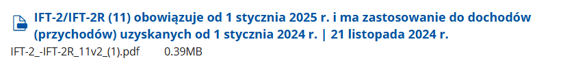 Nowa wersja druku IFT-2/IFT-2R 2025