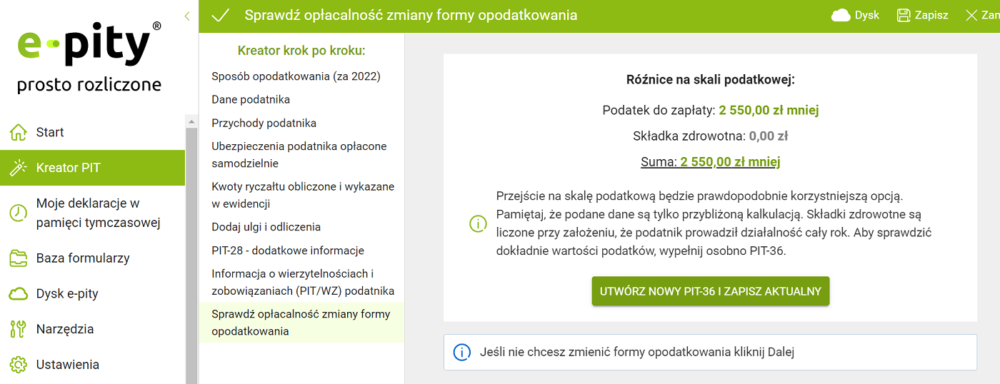 2500 zł zwrotu najem na PIT-36