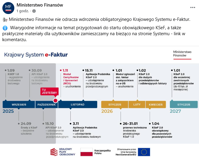 MF o przesunięciu terminu na KSeF