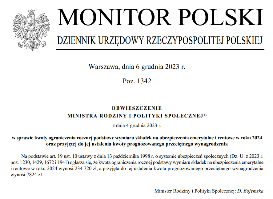 Nowy Limit 30-krotności ZUS W 2024 Roku. Opublikowano Obwieszczenie W ...