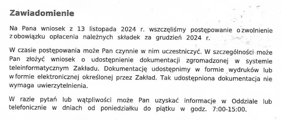 Korespondencja z ZUS