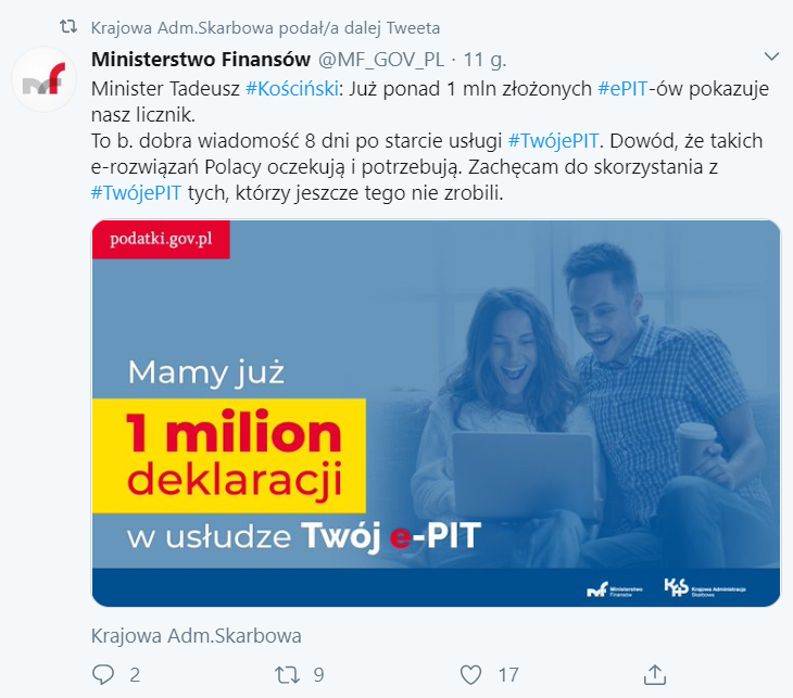 jeden milion Tw&oacute;j e-PIT