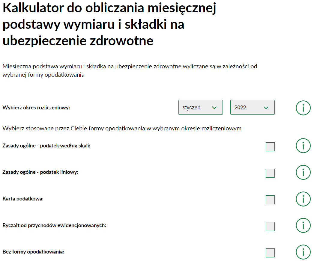 Kalkulator składki zdrowotnej ZUS (Polski Ład)
