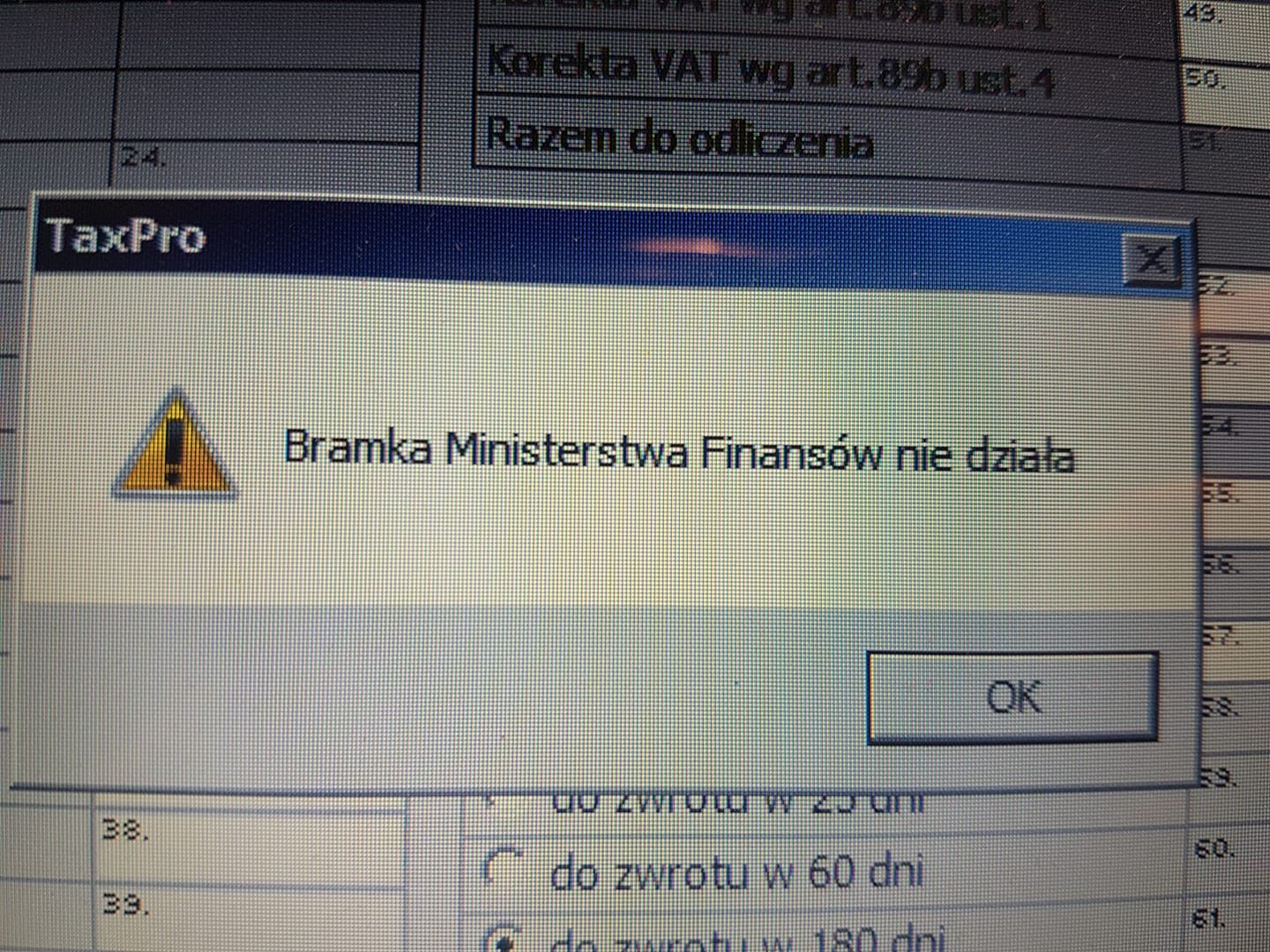 błąd komunikacji bramka e-deklaracje MF