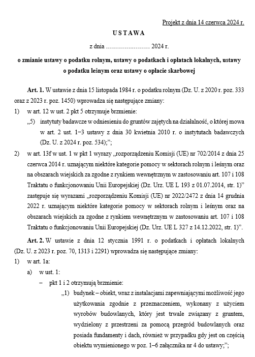 Zmiany w ustawie o podatkach lokalnych