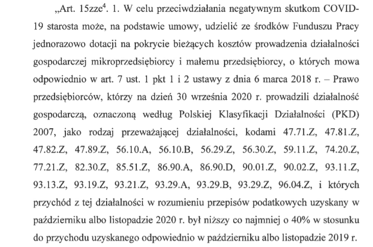Dotacja 500 zł - przepisy, art.