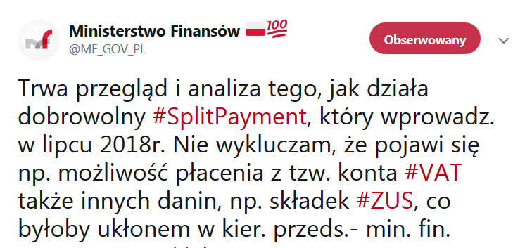 Ministerstwo bada jak działa dobrowolny Split Payment