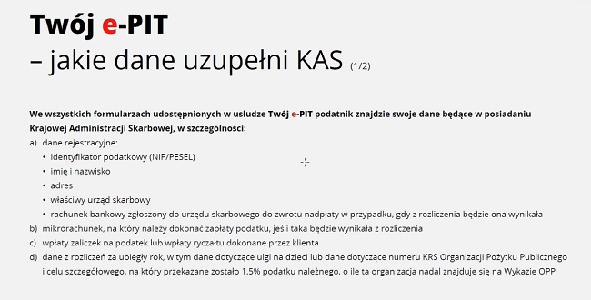 Dane w PIT przedsiębiorcy w e-Urzędzie