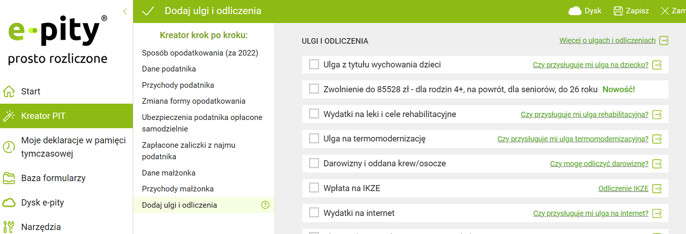Ulgi w programie e-pity.pl