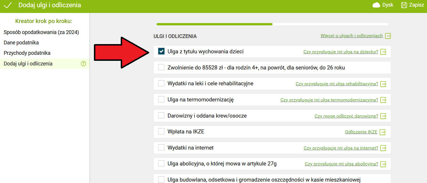 Samotne rozliczenie z dzieckiem - krok 6