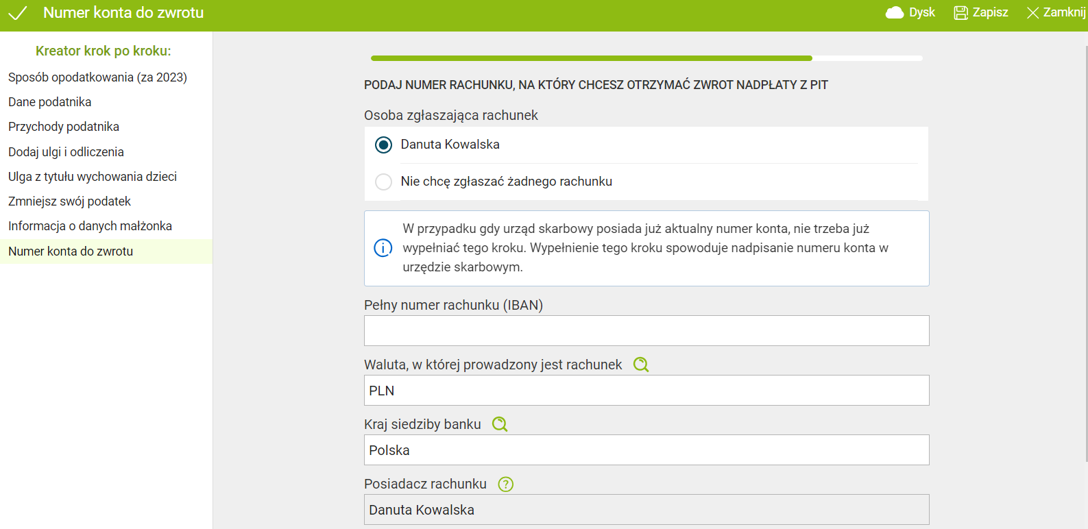 Gdzie wskazać numer konta bankowego?